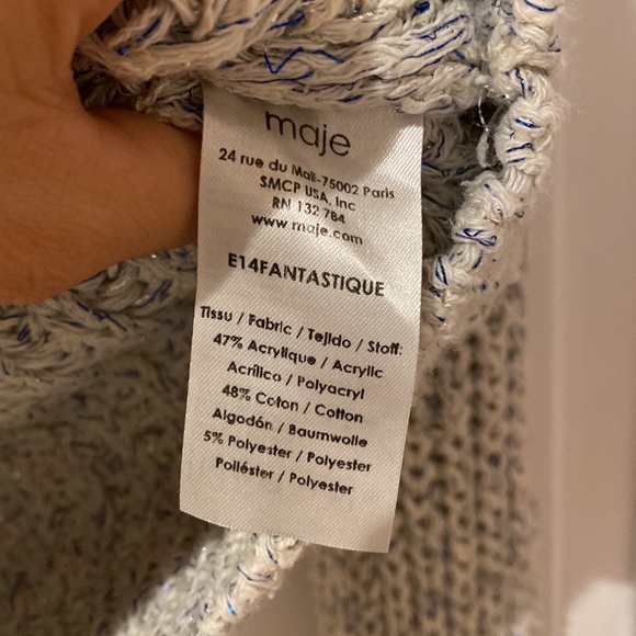 Maje glitter sparkle grey blue detail sweater size 2 - Picture 3 of 3
